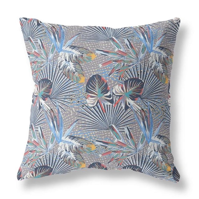 HomeRoots 414236 Coussin Tropical Intérieur & Extérieur 20 Po, Indigo & Gris