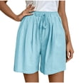 thumbnail image 1 of Timegard Shorts for Women Elastic High Waist Straight Leg Lightweight Casual Ruched Solid Color Shorts, 1 of 9