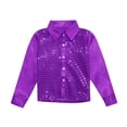 thumbnail image 1 of Boys Tops Sparkly Sequins Dance Long Sleeve Button Down Shirt for Jazz Performance Apparel, 1 of 7