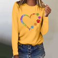 thumbnail image 2 of Pisexur Hauts d'Automne pour Femmes Mode Mignon Cœur Graphique Imprimé T-Shirt Hauts Col Rond Manches Longues Chemises pour Femmes Habillées Décontractées Sorties Hauts Confort Polyvalent Léger T-Shirts, 2 of 5