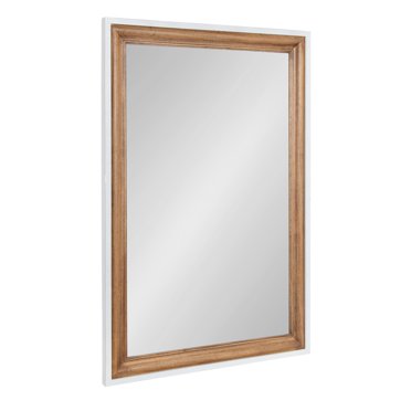 Kate and Laurel Ellison Transitional Two-Tone Rectangle Wall Mirror, 24 x 36, Rustic Brown and White, Modern Rectangular Wooden Bathroom Mirror for Vanity with Traditional Stepped Frame