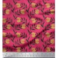 thumbnail image 1 of Soimoi Pink polyester Crepe Fabric Leaves & Clover Flower Hand Drawn Fabric Prints By Yard 42 Inch Wide, 1 of 1