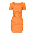 thumbnail image 4 of Gspmoly Robes d'Été, Mode Femmes Été Manches Courtes Aguichant Fête Bandage Robe de Couleur Unie Robes de Vacances pour Femmes Liquidation, 4 of 8