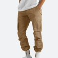 thumbnail image 4 of Men‘s Elastic Waist Loose Fit Lightweight Workwear Casual Cargo Pull On Pants With Multi Pockets, 4 of 9