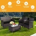 thumbnail image 4 of Patiojoy 4PCS Patio Rattan Wicker Furniture Set Sofa Chair Table Set W/ Black Cushions, 4 of 9