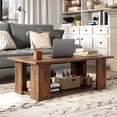 thumbnail image 2 of Costway Table Basse à 2 Niveaux Moderne, Table de Centre Cocktail avec Tablette de Rangement pour Salon, Brun, 2 of 10