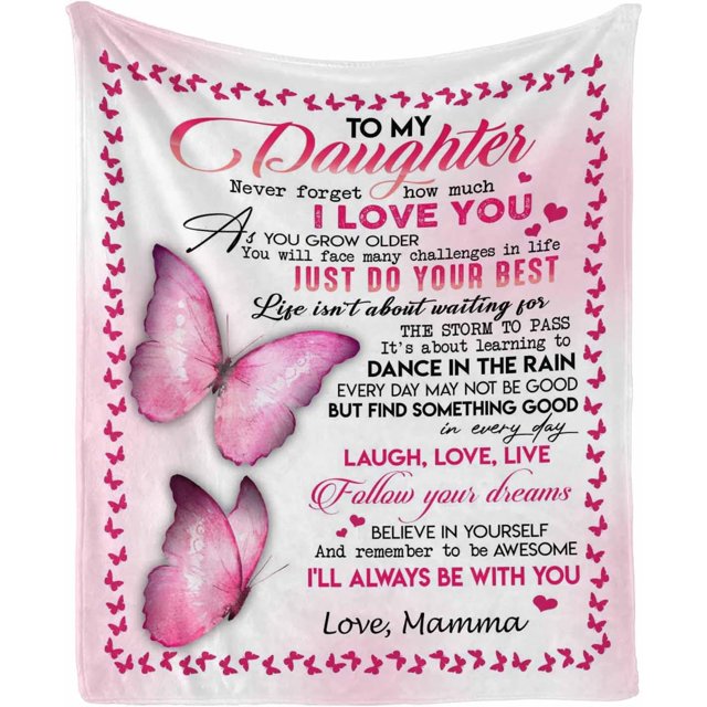 XZYG Personalized Custom Name Message Text Blanket from Dad & Mom to My Daughter Never Forget How Much I Love You Throw Blanket(40*50inch)
