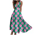 thumbnail image 1 of TJAZFJPA Robes de Croisière Mode pour Femmes Printemps et Été Imprimé Sans Manches Col en V Fermeture Éclair Latérale Style Robe (5) Robe Chien Robe Été, 1 of 7