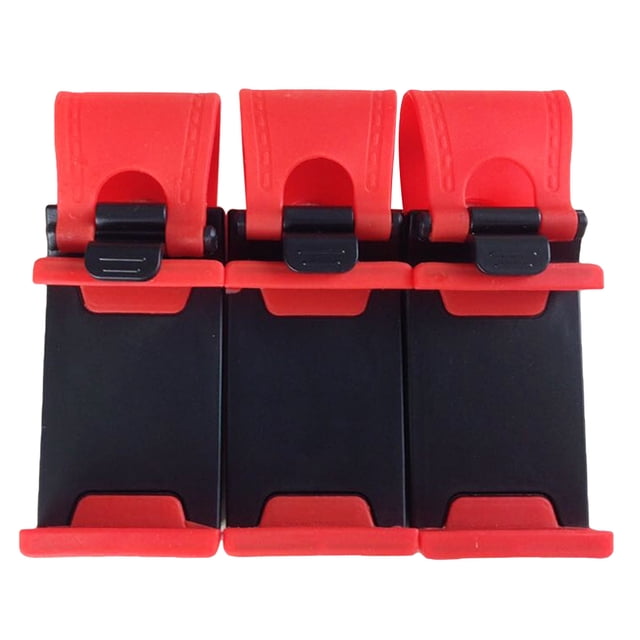 MasteelfCA 3 Pcs Support Portable Multifonctionnel Réglable Mains Libres pour Volant de Voiture, Montage pour Téléphone Cellulaire, Pince/pince pour Voiture (Rouge)