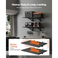 thumbnail image 2 of VEVOR 2-Tier Heavy Duty Wall Garage Shelving, 2 x 3 ft Steel Wall Mounted Shelving Unit with Hooks, 24 x 36 Inch Per Shelf Floating Storage Metal Rack for Garage, 500 lbs Total Weight Capacity, Black, 2 of 9