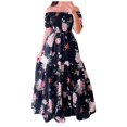 thumbnail image 1 of MesaSe Robes Bohèmes à Fleurs pour Femmes, Épaules Dénudées, Fluides, Ligne A, Plage, Fête, Robe Maxi, Robes de Retour à la Maison, 1 of 7