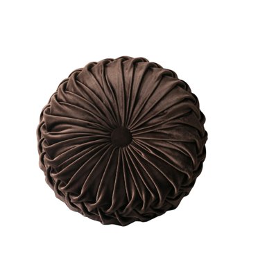 Round Pumpkin Velvet Pleated Filled Throw Pillow Pillowcases For Office Couch Cushions,Dia 35cm