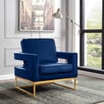 thumbnail image 2 of Meridian Furniture Noah Collection Modern | Contemporary Velvet Upholstered Accent Chair with Durable Stainless Steel Base, Navy, Gold Base, 2 of 2