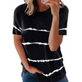 thumbnail image 1 of Unatoiry Polyvalent et Confortable Femmes S Chemise Toute Occasion Rayé Imprimé O-Cou Tops Tendance Noir S 1Set, 1 of 5