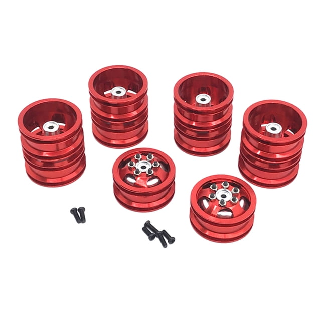 QualitChoice Aluminum Alloy Shock-proof Metal Wheel Rims For 1/16 WPL B16 OFF-Road RC Hop-ups Red