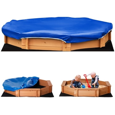 Outsunny Bac à Sable pour Enfants en Bois avec Couvercle et Siège pour l'Extérieur, Rouge