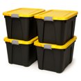 thumbnail image 1 of Homz Conteneur de Rangement Durable 22 Gal avec Couvercle à Loquet, Noir/jaune (Lot de 4), 1 of 12