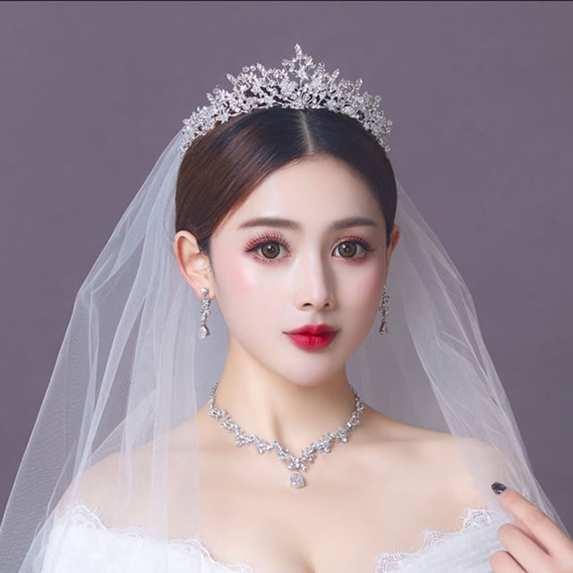 maskred Alloy Exquisite Craft And Detailed Carved Wedding Hair Crown For Brides Rhinestone Tiaras And Crowns Gold + pink 1Set