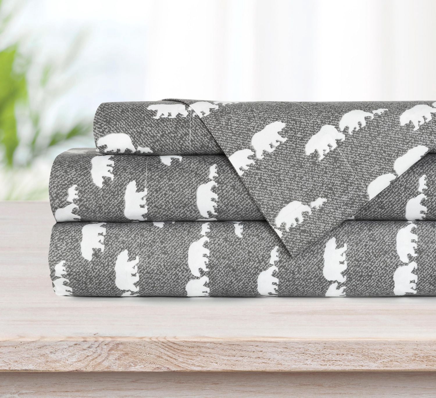 Safdie & Co. Sheet Set 4PC K Printed Bear Family