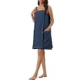 thumbnail image 4 of INSPIRE CHIC Women's Terry Wrap Bathrobe Spa Robe for Gym Pool Shower Bath Towel Robe Shower Dress XS Navy, 4 of 6