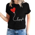 thumbnail image 2 of Meichang Hauts pour Femmes T-Shirts de la Saint-Valentin T-Shirts de Fête à Col Rond T-Shirts à Imprimé Cœur d'Amour T-Shirts à Manches Courtes Jolis Tees Blouses en Liquidation, 2 of 5