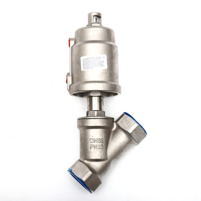 1-1/4" Stainless Steel Pneumatic Threaded Angle Seat Valve Y Type High Temperature Steam Threaded Angle Seat Valve ,Easy to Install