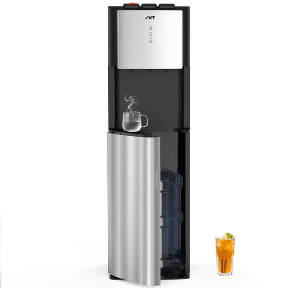 IKT UV Self Cleaning Bottom Loading Water Cooler Dispenser for 5 Gallon Bottles 3 Temperatures, Child Safety Lock, LED Display with Empty Bottle Alert, Stainless Steel