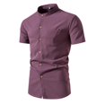 thumbnail image 4 of Birdeem Chemises pour Hommes Mode Décontractée Imprimé Col Rond Bouton Manches Courtes Chemise Blouse, 4 of 9