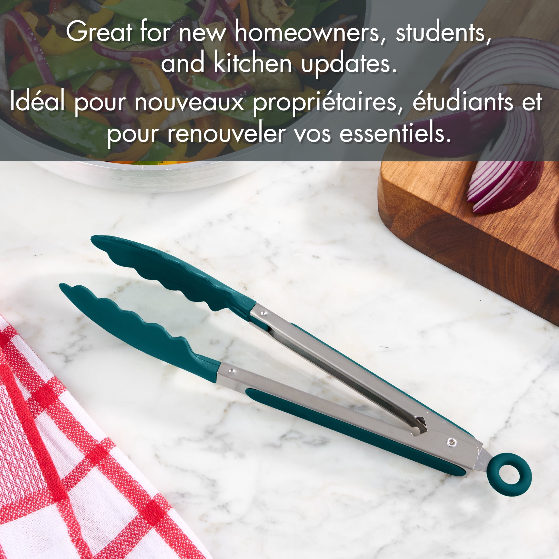 Mainstays Pinces de cuisine en nylon, ustensile de cuisine, 28 cm, vert