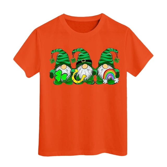 PMVFHDE Hauts d'Été pour Filles T-Shirts pour Fille Hauts Mignons Hauts Courts pour Fille Hauts de Sortie pour Fille T-Shirt à Manches Courtes pour Filles T-Shirt d'Été à Col Rond Coupe Décontractée T-Shirts Basiques Orange, 12-13 Ans