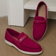 thumbnail image 4 of Mocassins Rouges pour Femmes à Enfiler Bout Rond Bout Fermé Semelle Plate Décontractés Printemps Été Chaussures Extérieur Intérieur Usage Quotidien Polyvalents Design Uni Taille 42, 4 of 9
