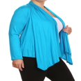 thumbnail image 3 of Women‘s Plus Size Solid Casual Long Sleeve Drape Front Open Jacket Cardigan, 3 of 4