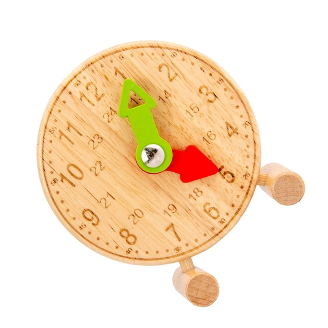 Wooden Clock Teaching Time Toy Wood Learning Clock Cognitive Toy for Kids Early Learning Educational Toy for Baby Kids Primary Color