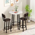 thumbnail image 2 of Furlinkhm 3 Piece Pub Dining Set, Modern Bar Table and Stools for 2 Kitchen Counter Height Wood Top Bistro Easy Assemble for Breakfast Nook Living Room Small Space Restaurant, White, 2 of 8