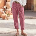 thumbnail image 1 of RXIRUCGD Pantalon Ample Décontracté d'Été pour Femme en Coton et Lin à Boutons, Rouge, Taille : 4TG, 1 of 6