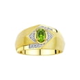 thumbnail image 1 of RYLOS Mens Rings Yellow Gold Plated Silver Ring 6X4MM Oval Shape Gemstone & Diamond Ring Peridot August Birthstone Rings For Man Silver Rings, Size 11, 1 of 7