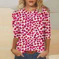 thumbnail image 2 of Penkiiy Chemises de la Saint-Valentin pour Femmes, Graphique Cœur, Col Rond, Hauts Décontractés, Blouses Amples à Manches 3/4, Grande Taille, Tunique 2025 TG Multicolore, 2 of 5