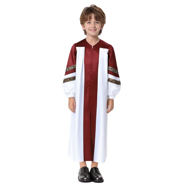 Moggemol Robe de Collation des Grades pour Garçons Robe de Danse à Manches Longues à Blocs de Couleur Bourgogne 6