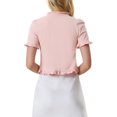 thumbnail image 2 of INSPIRE CHIC Cropped Cardigan for Women's Open Front Ruffle Knit Shrugs S Pink, 2 of 5