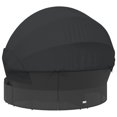 thumbnail image 3 of vidaXL Outdoor Lounge Bed with Canopy and Cushions Black Poly Rattan, 3 of 5