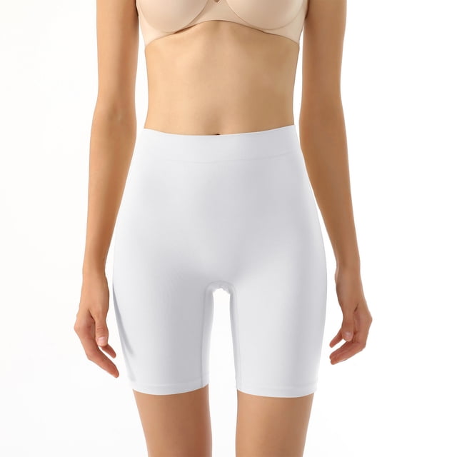 Under 10,Women's Shapewear Short, Hip Lifting, Body Shaping, Seamless Underwear, Compression, Workout, Everyday Wear, Firm Control, Fashionable Design Bold and Beautiful|Nylon,Spandex,White