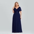 thumbnail image 2 of Plus Size Evening Dresses Long Elegant A Line V Neck Ruffles Chiffon Formal Wedding Party Dress Robe De Soiree, 2 of 8