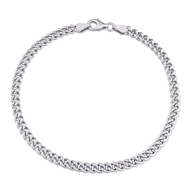 Miabella Sterling Silver Curb Chain Anklet