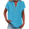 thumbnail image 1 of Hot Sale!! Mode Décontractée pour Femmes Col en V Boutonné Manches Courtes T-Shirt, 1 of 6