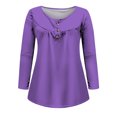 thumbnail image 4 of Yuyuzo Womens Fall Shirts Long Sleeve Casual Scoop Neck Buttons Ruffled Tunic Tops Flowy Blouses, 4 of 5