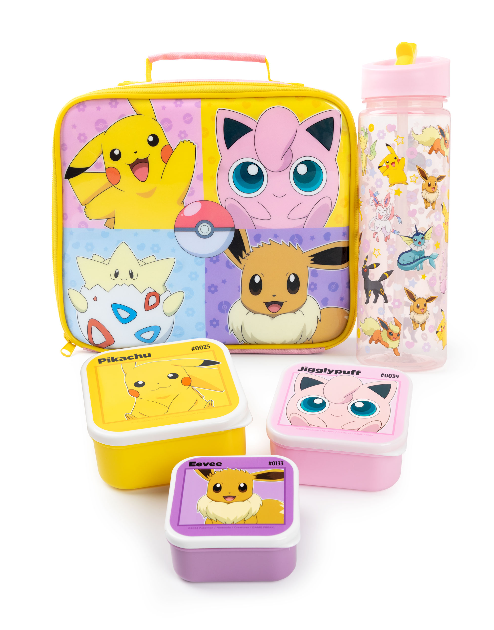 Pokemon Girls Multicoloured Lunch Bag Bottle and 3 Snack Pot