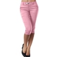 thumbnail image 1 of Timegard Capri Pants for Women Low Waisted Button Skinny Solid Color Leggings Work Pants with Pockets, 1 of 6