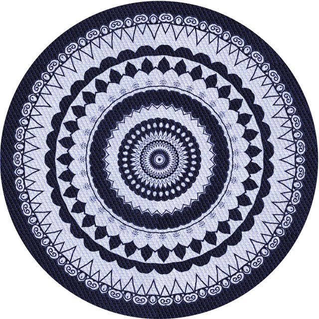 Ahgly Company Tapis d'Intérieur Lavables en Machine, Ronds de Transition, Bleu Nuit, 7' Ronds