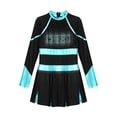 thumbnail image 3 of Lejafay Robe de Danse de Cheerleading Ballet pour Filles Uniforme Scolaire Robe Plissée à Manches Longues Tenues d'Halloween Noir&Bleu Vert 6, 3 of 5