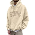 thumbnail image 4 of MIASHUI Men's Basic Pullover Hoodie with Front Pocket and Adjustable Drawstring, Comfortable Casual Wear for Everyday Use Beige,L, 4 of 4